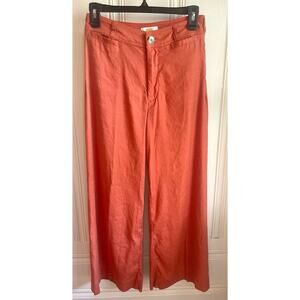 Anthropologie Maeve Ettie High Rise Crop Wide Leg Linen Blend Pants Size 27
